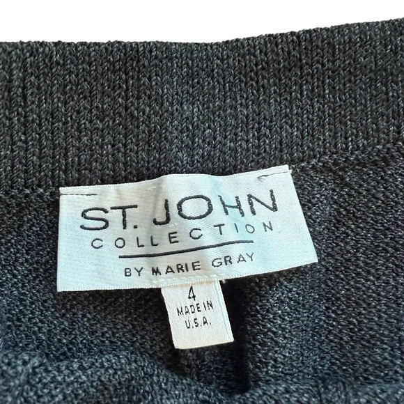St John Pants Gray Womens Pleated Knit Size 4 Charcoal Gray - Picture 3 of 8